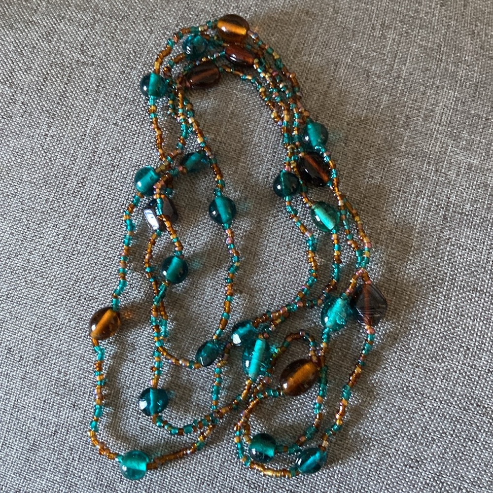 Vintage 90s LONG 54” inch Glass Beaded Necklace